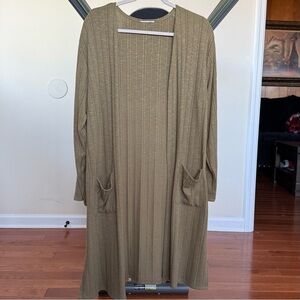 Nine West fine gauge duster cardigan, Olive Green size L